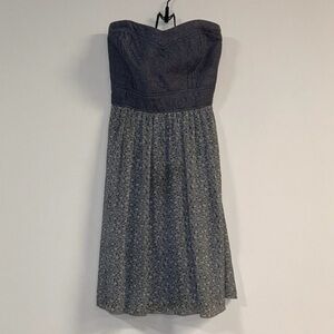 New Le Château soft denim and floral strapless dress